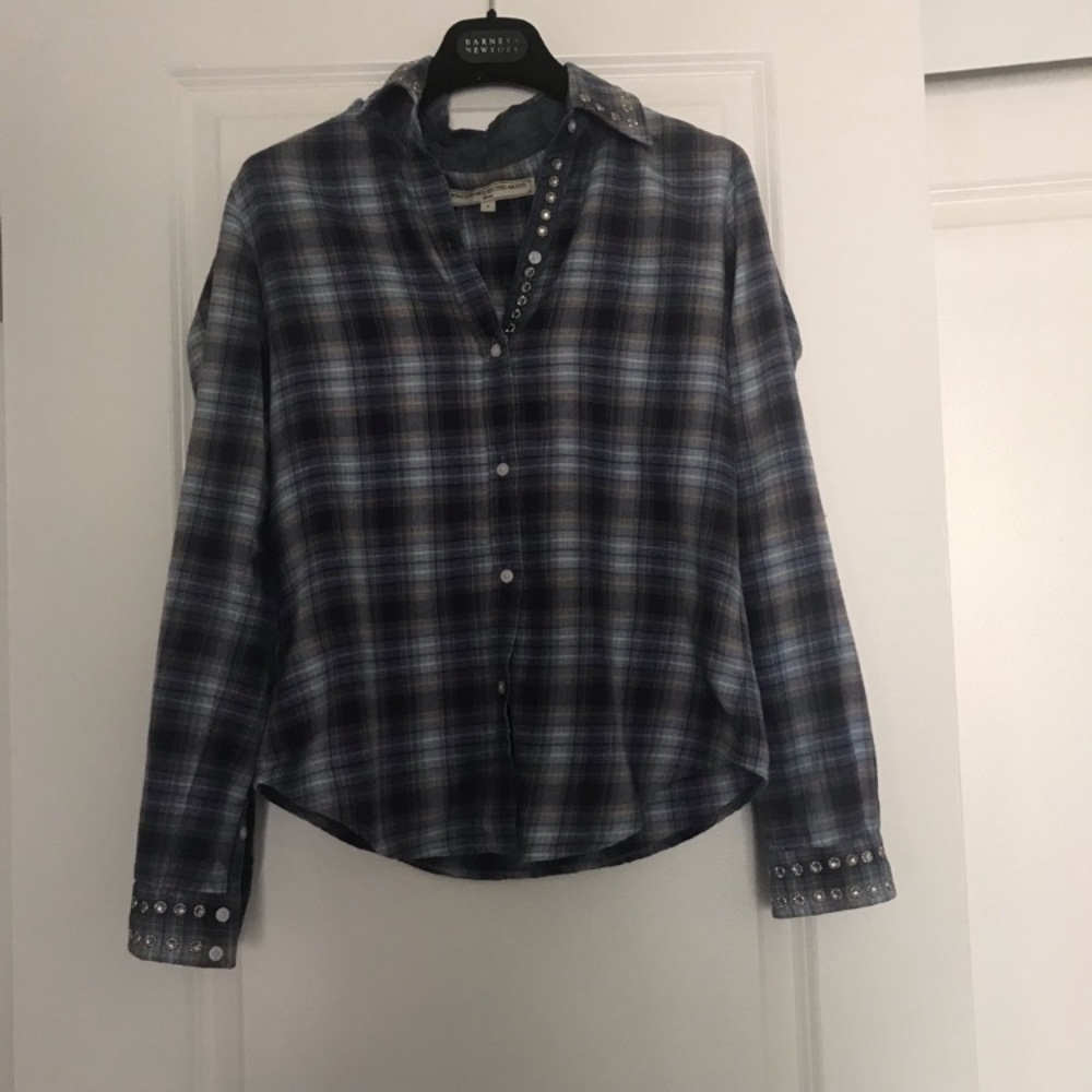 What goes around comes around blue plaid shirt